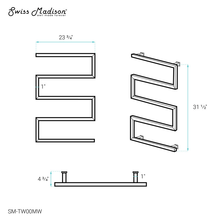 Voltaire 5-Bar Matte White Stainless Steel Electric Towel Warmer