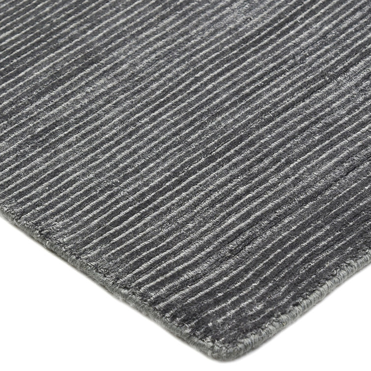 Luxurious Dark Gray 8' x 10' Hand-Knotted Wool & Viscose Rug