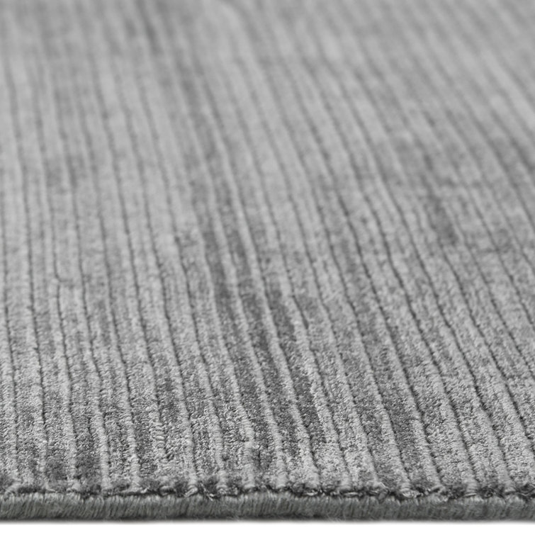 Luxurious Dark Gray 8' x 10' Hand-Knotted Wool & Viscose Rug