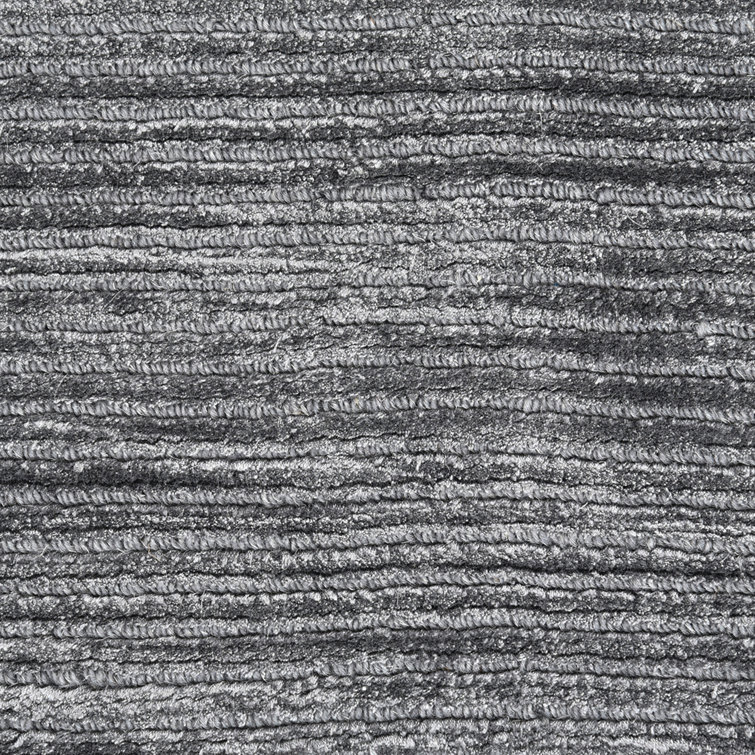 Luxurious Dark Gray 8' x 10' Hand-Knotted Wool & Viscose Rug