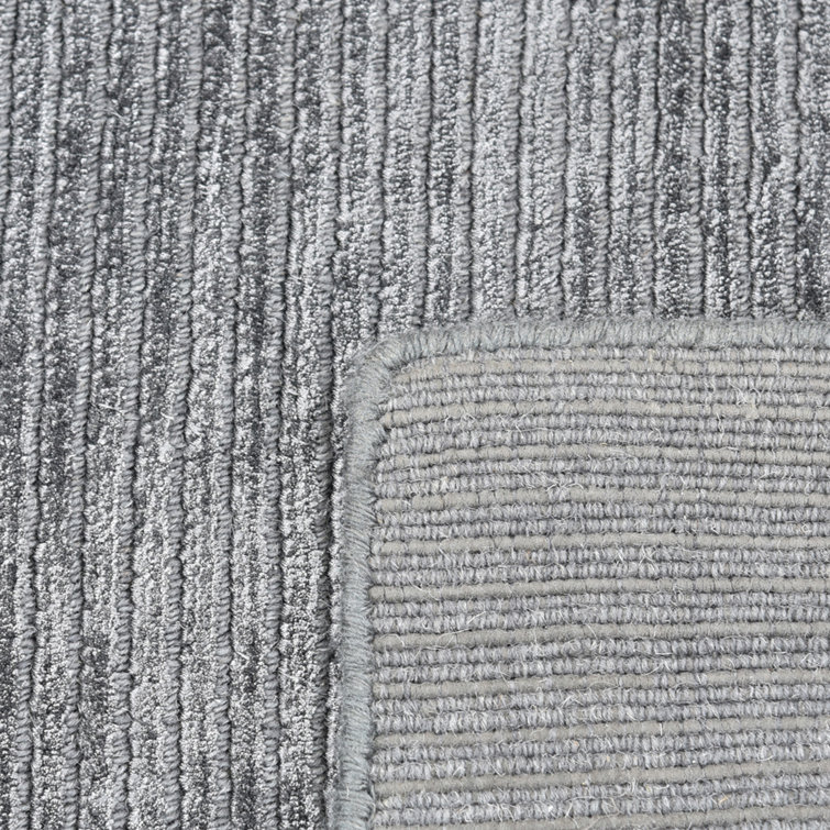 Luxurious Dark Gray 8' x 10' Hand-Knotted Wool & Viscose Rug