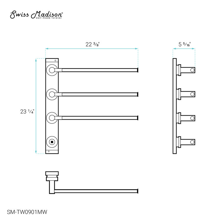 Matte White 3-Bar Wall Mounted Electric Towel Warmer