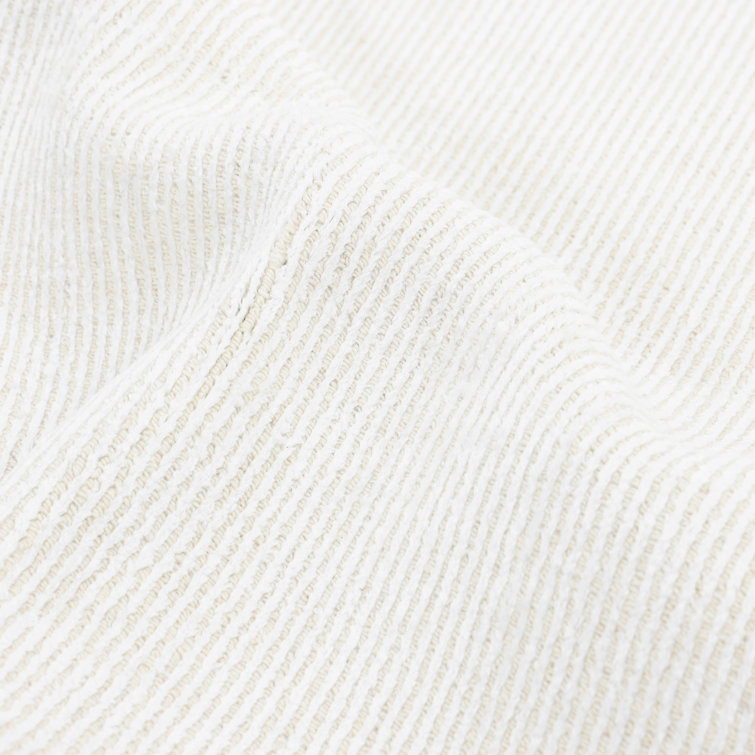 Handmade Ivory Stripe Wool-Viscose Blend Rectangular Rug 8' x 10'