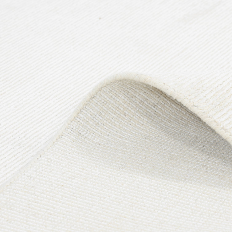 Handmade Ivory Stripe Wool-Viscose Blend Rectangular Rug 8' x 10'