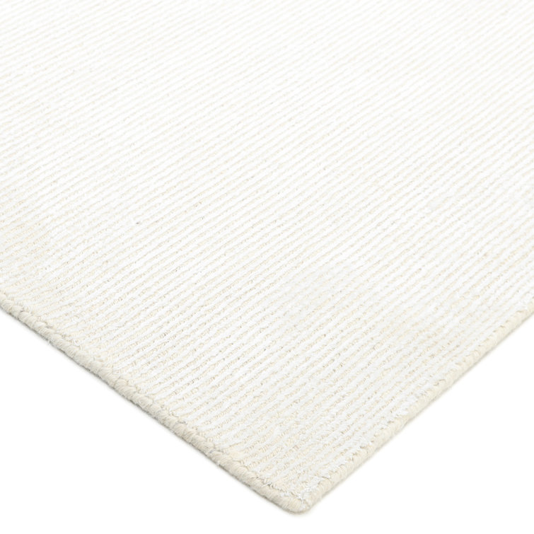 Handmade Ivory Stripe Wool-Viscose Blend Rectangular Rug 8' x 10'