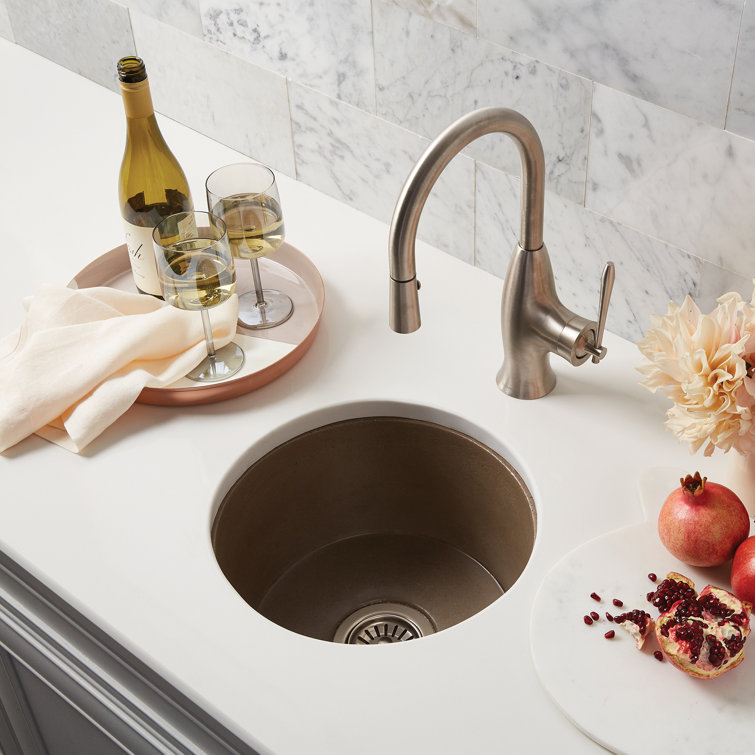 Pearl Concrete Round Drop-In Bar Sink, 16"