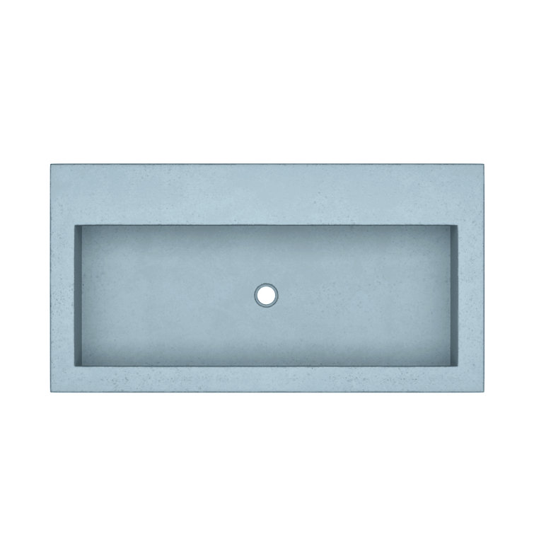 Ocean Blue Concrete Rectangular Bathroom Sink, 36-inch
