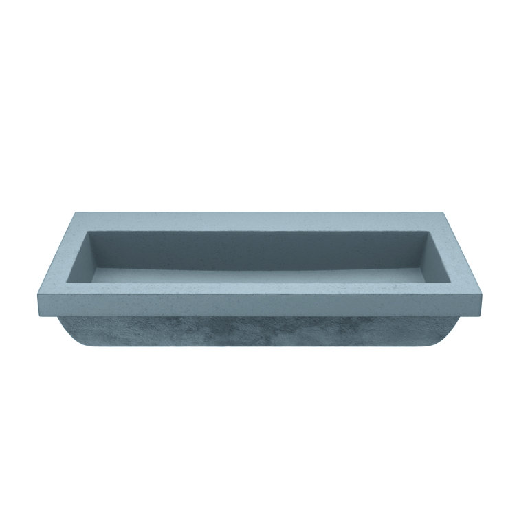 Ocean Blue Concrete Rectangular Bathroom Sink, 36-inch