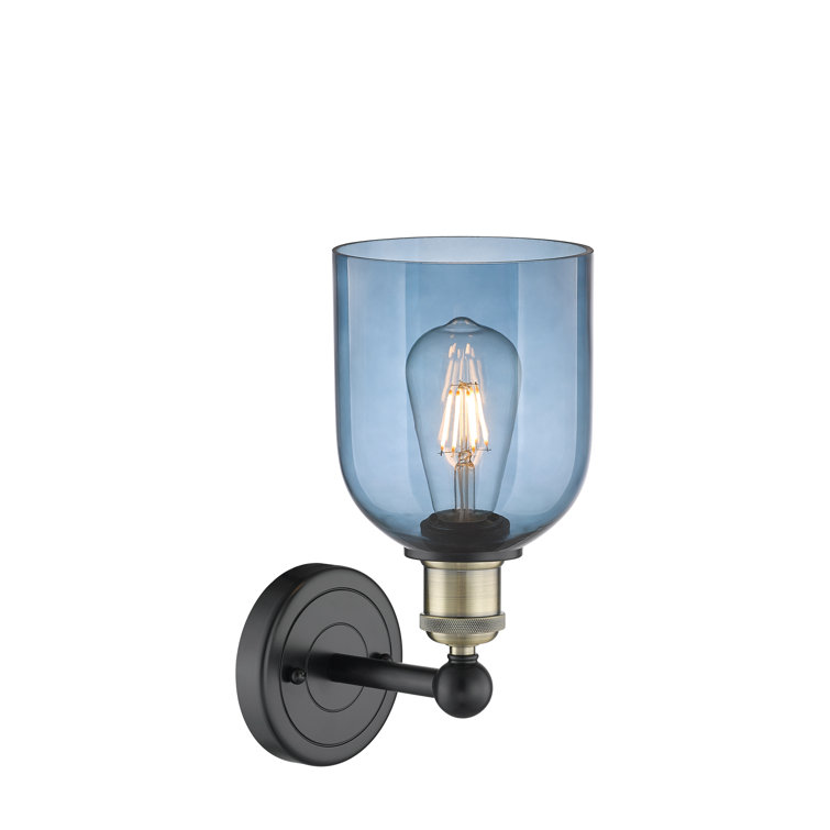 Black Antique Brass Sconce with Princess Blue Glass Shade