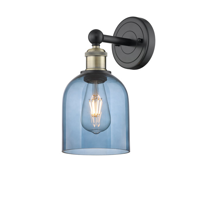 Black Antique Brass Sconce with Princess Blue Glass Shade