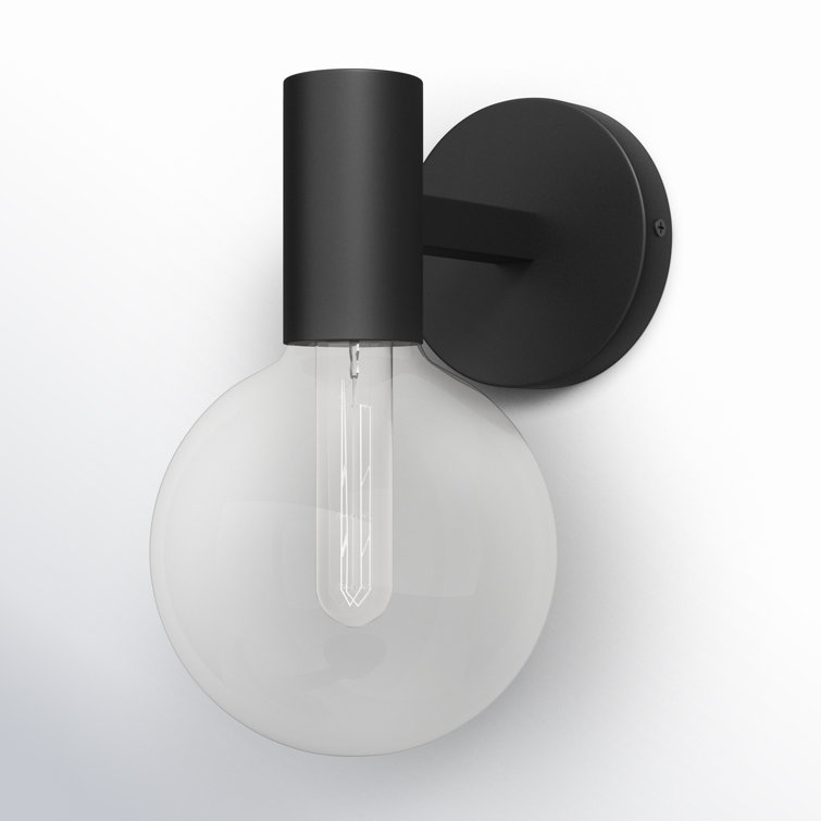 Matte Black Metal Globe Sconce with Clear Shade