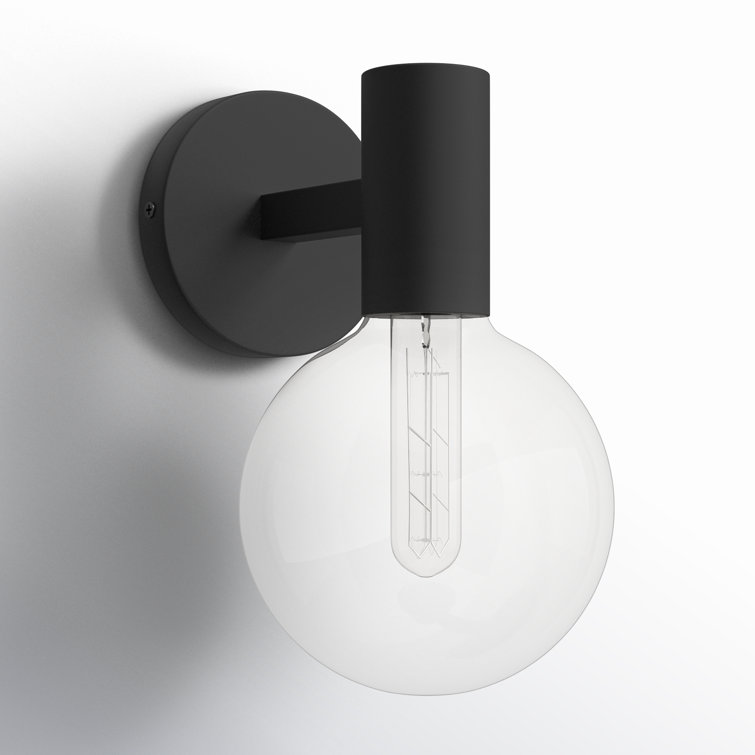 Matte Black Metal Globe Sconce with Clear Shade