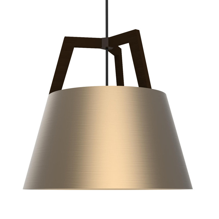 Imber 22" Dark Stained Walnut/Rose Gold LED Pendant