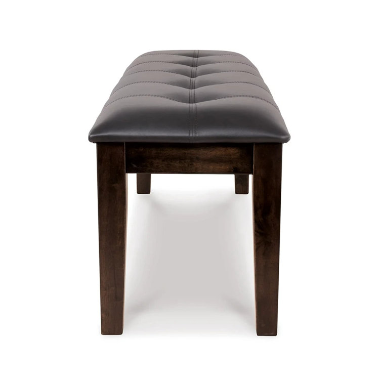Haddigan Transitional 50" Dark Brown Tufted Faux Leather Bench