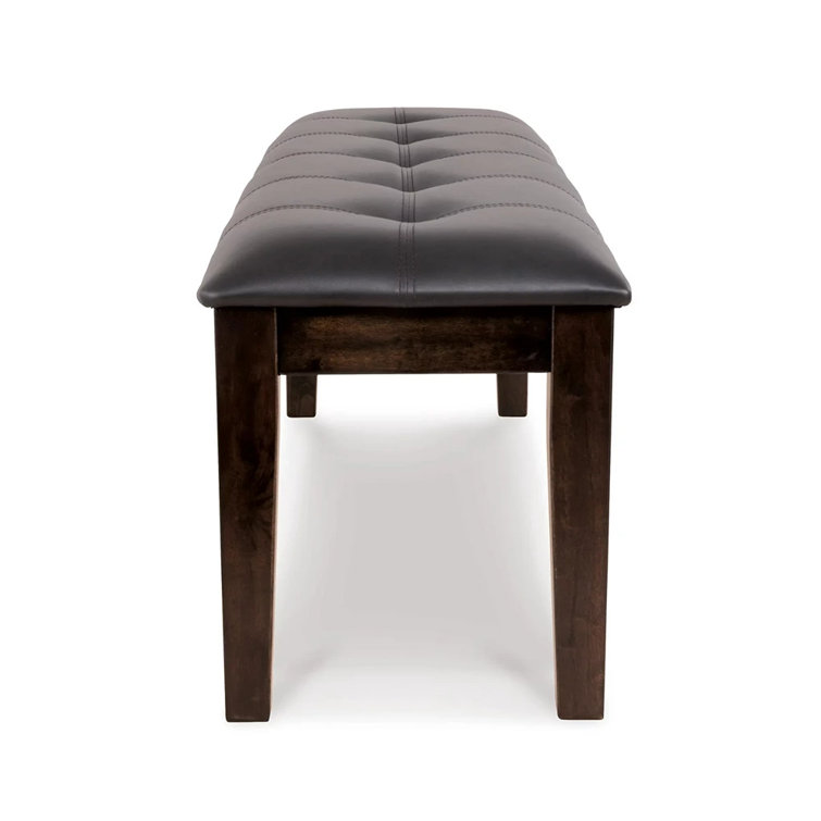Haddigan Transitional 50" Dark Brown Tufted Faux Leather Bench