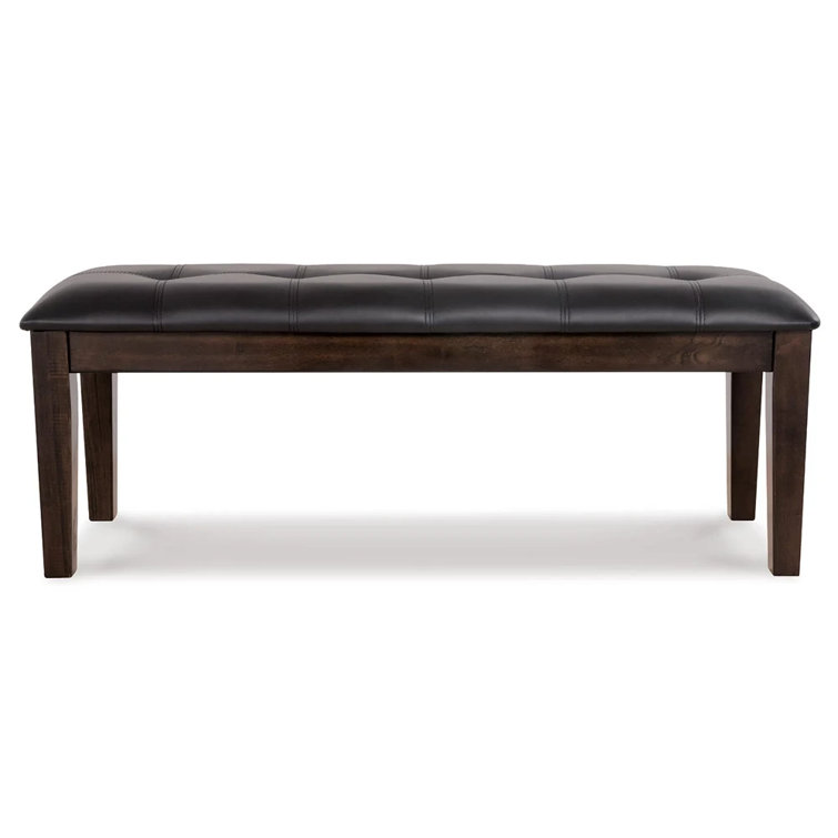 Haddigan Transitional 50" Dark Brown Tufted Faux Leather Bench