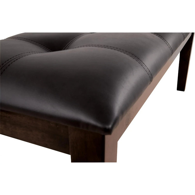 Haddigan Transitional 50" Dark Brown Tufted Faux Leather Bench
