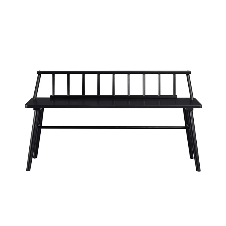 Black Pine Wood 47" Low Spindle-Back Bench