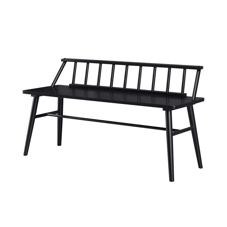 Black Pine Wood 47" Low Spindle-Back Bench