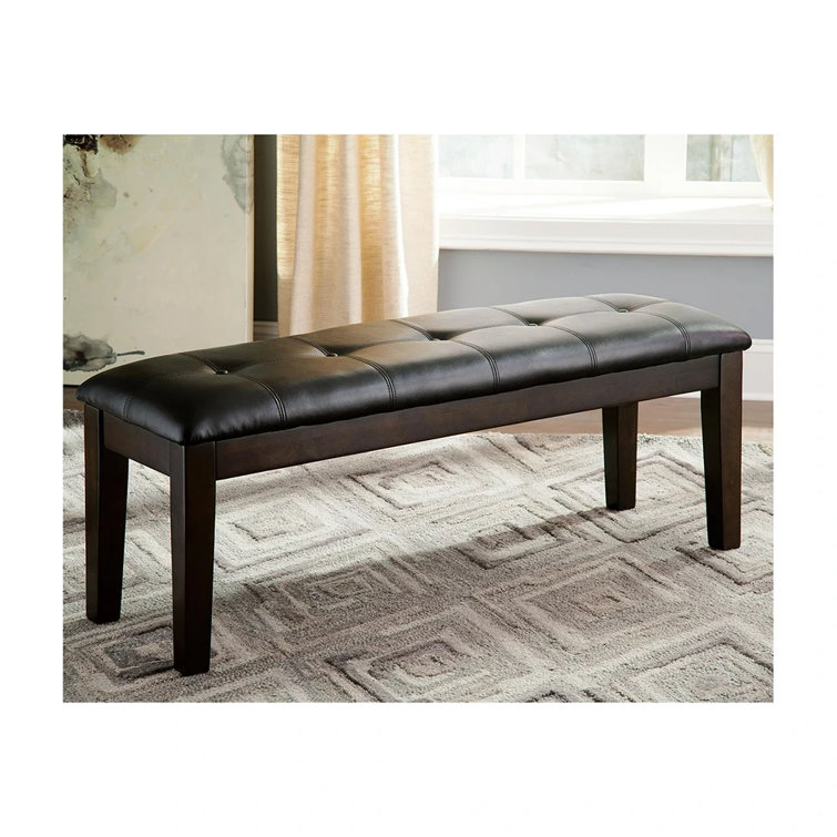 Haddigan Transitional 50" Dark Brown Tufted Faux Leather Bench