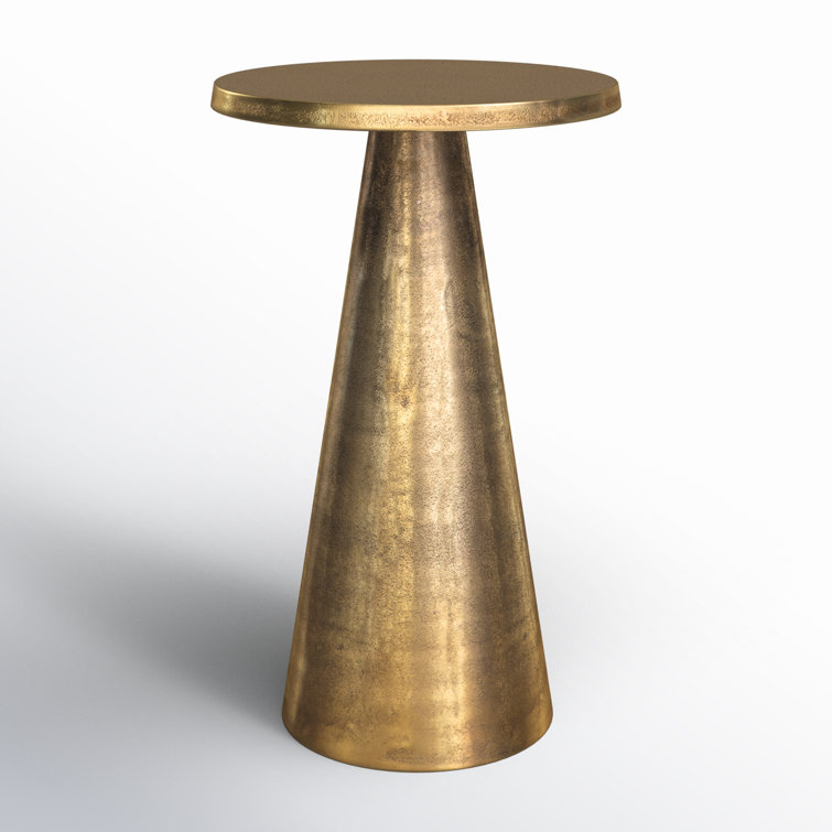 Antique Brass Aluminum Pedestal Accent Table