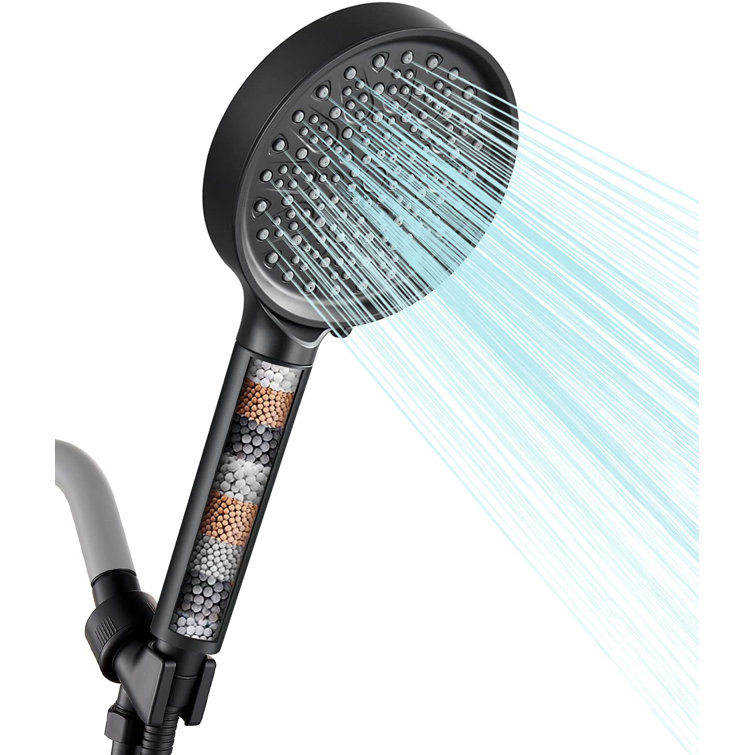 Matte Black Handheld 6-Spray Wall Mounted Shower Head