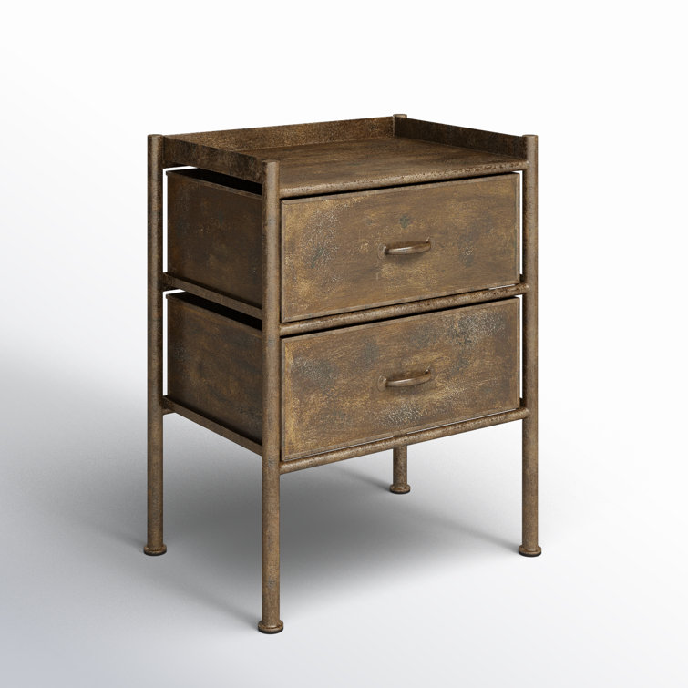 Cameron 123" Antique Bronze Iron Side Table with Storage