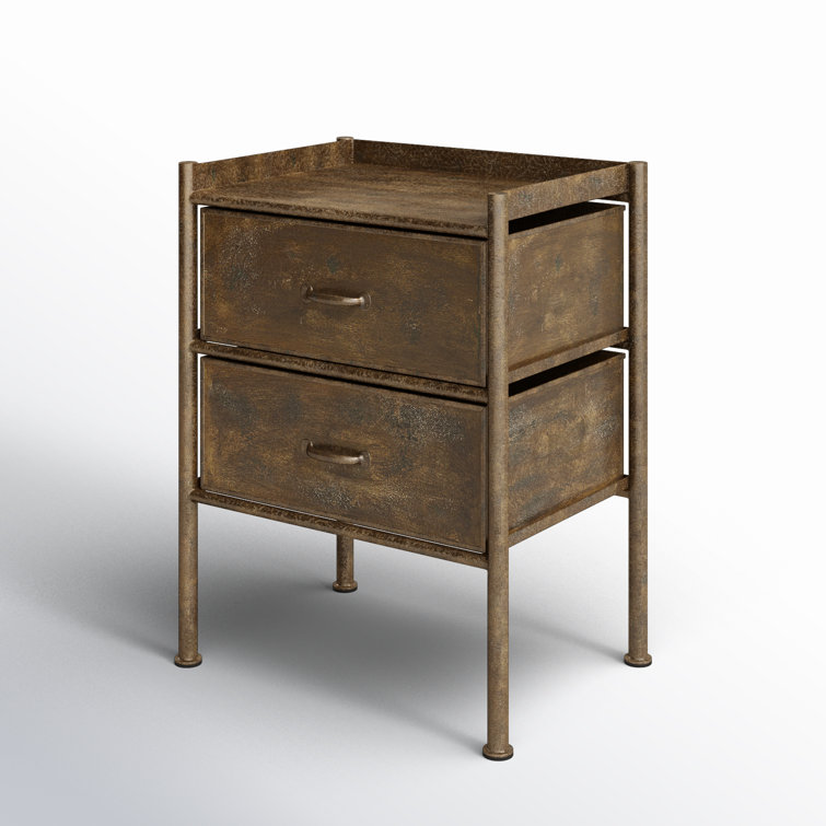 Cameron 123" Antique Bronze Iron Side Table with Storage