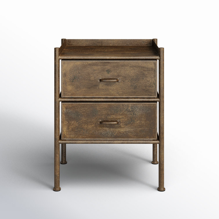 Cameron 123" Antique Bronze Iron Side Table with Storage