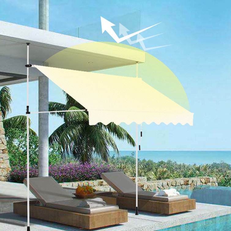 Beige Aluminum Manual Retractable Awning for Patio, 118" x 79"