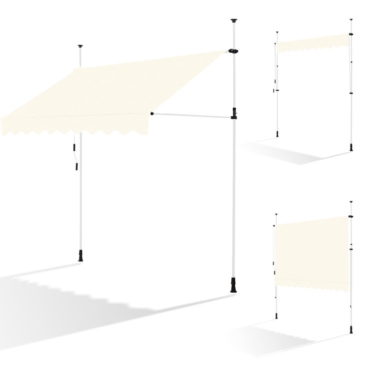 Beige Aluminum Manual Retractable Awning for Patio, 118" x 79"