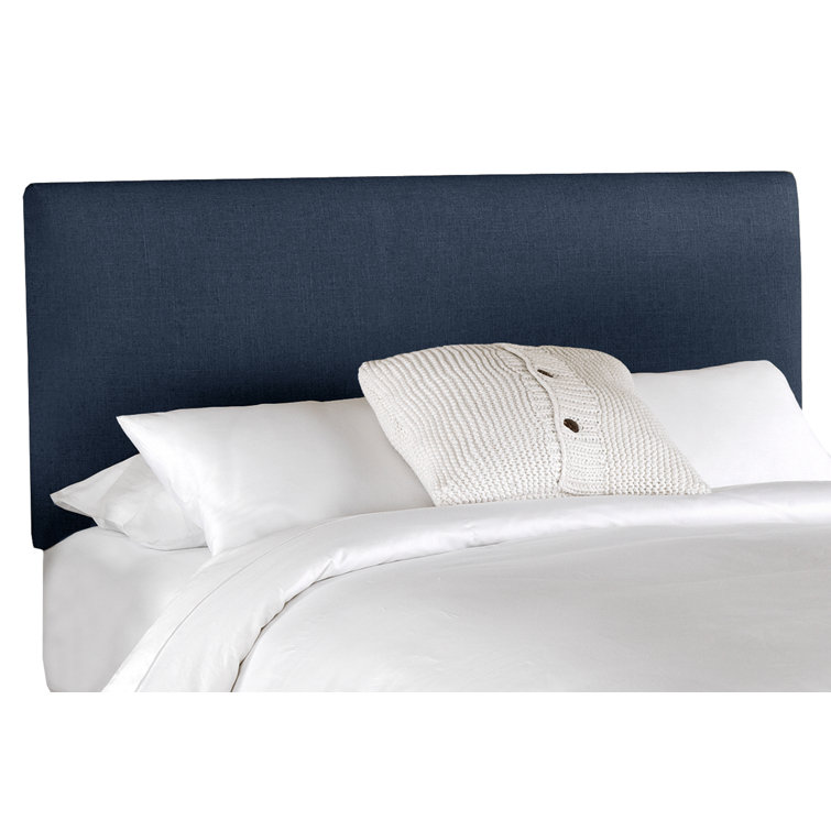 California King Navy Linen Upholstered Headboard with Storage