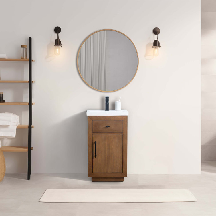20'' Tan Freestanding Single Bathroom Vanity with Ceramic Top