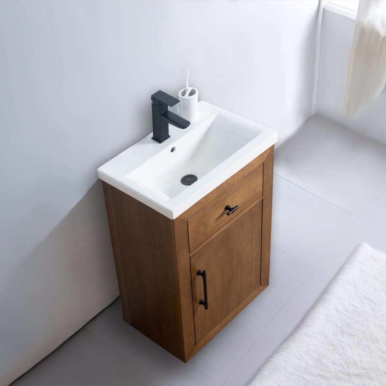 20'' Tan Freestanding Single Bathroom Vanity with Ceramic Top