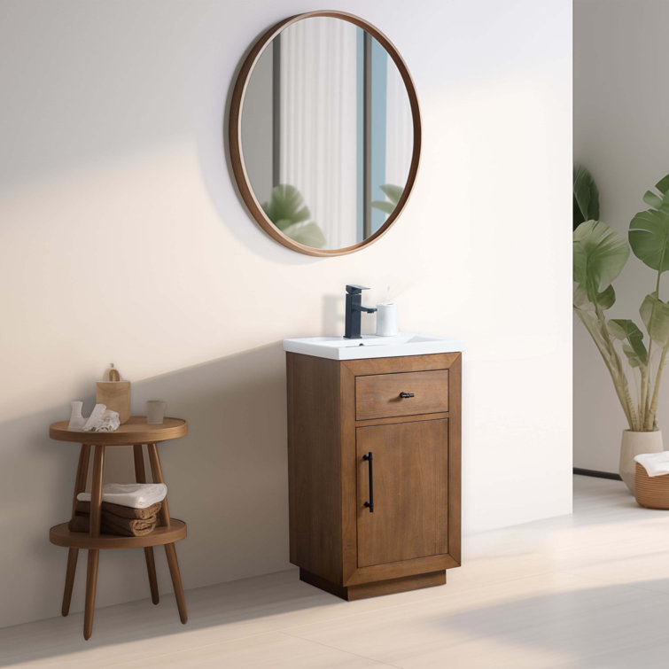 20'' Tan Freestanding Single Bathroom Vanity with Ceramic Top