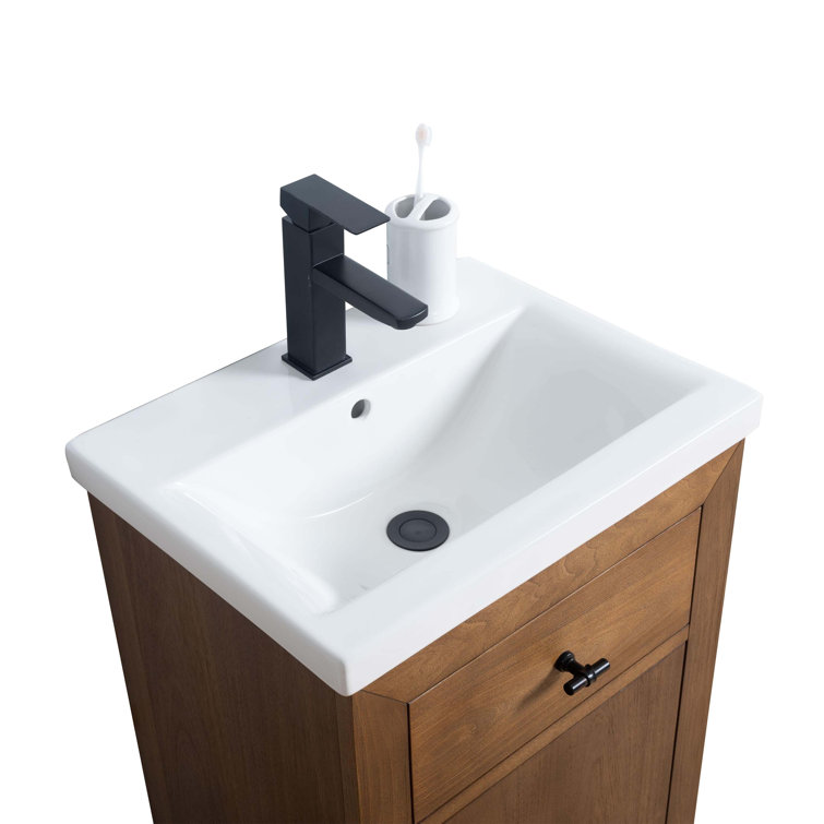 20'' Tan Freestanding Single Bathroom Vanity with Ceramic Top
