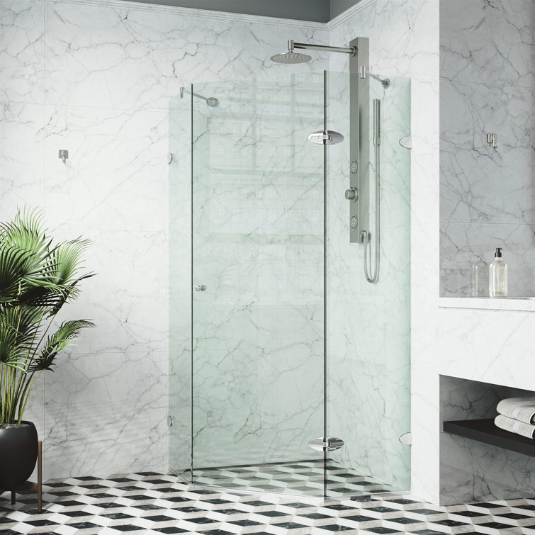 Verona 42" Frameless Neo-Angle Shower Enclosure with Brushed Nickel Hardware