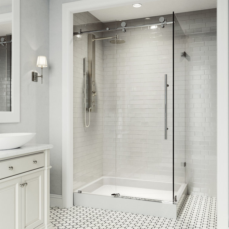 Elan E-Class Chrome Frameless Sliding Shower Enclosure with Clear Glass