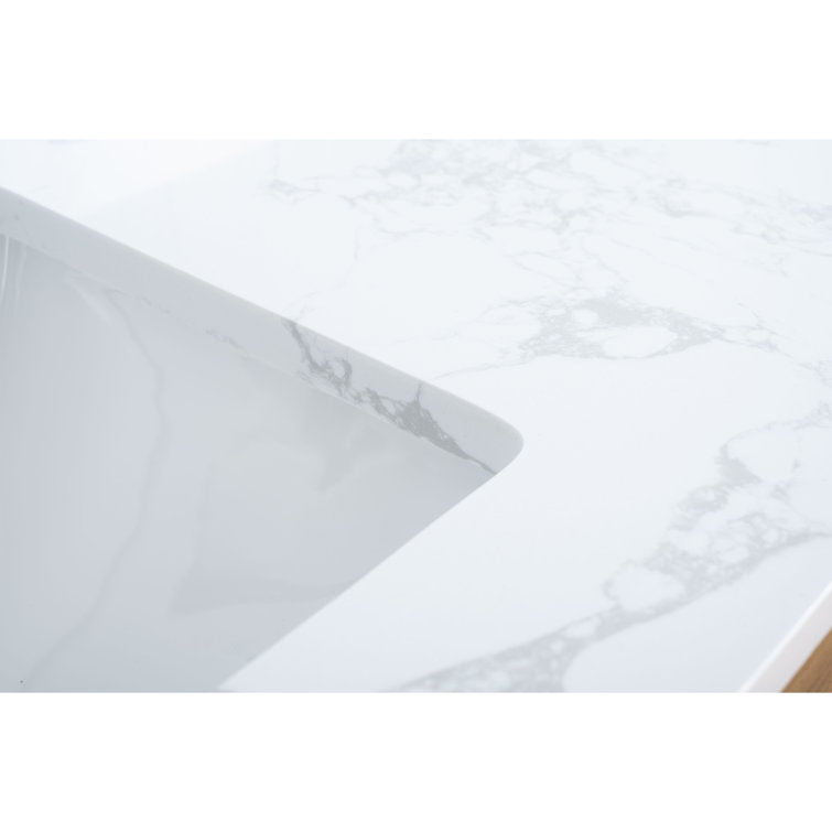 48'' Tan Poplar Wood Bathroom Vanity with Marble Top