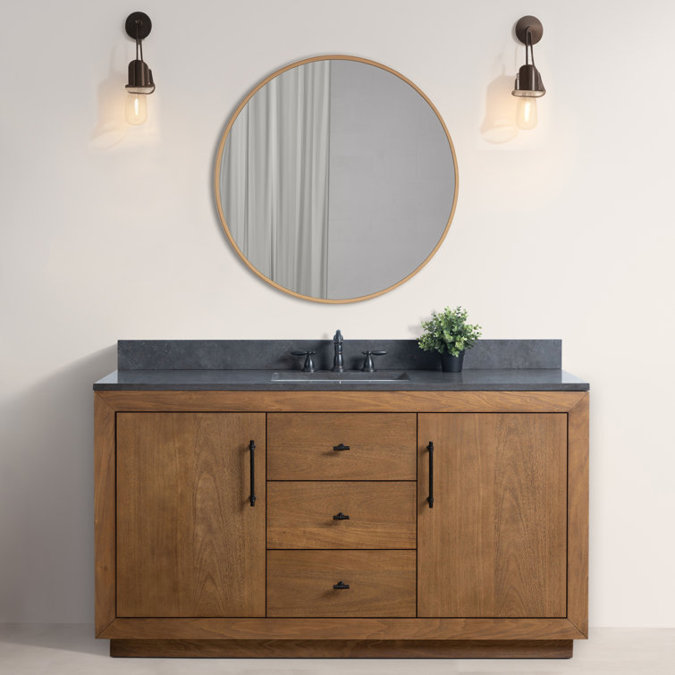 60" Single Bathroom Vanity Set with Black Limestone Top
