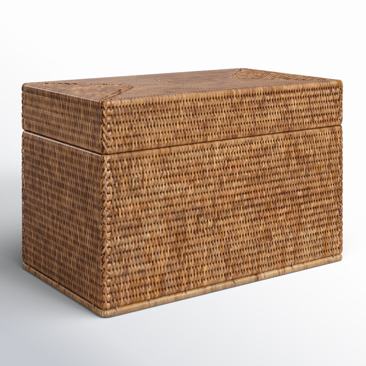 Honey Brown Hand-Woven Rattan Lift Lid Storage Trunk