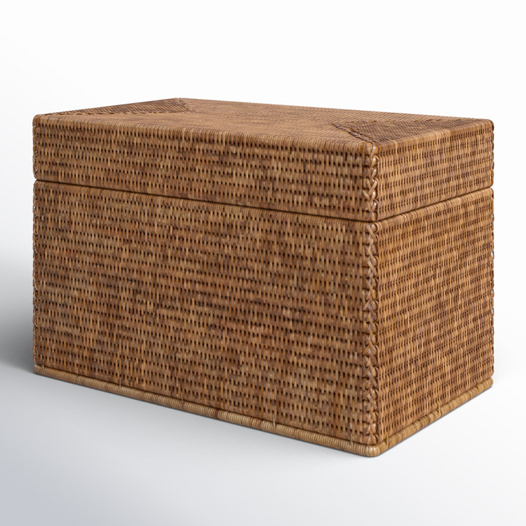 Honey Brown Hand-Woven Rattan Lift Lid Storage Trunk