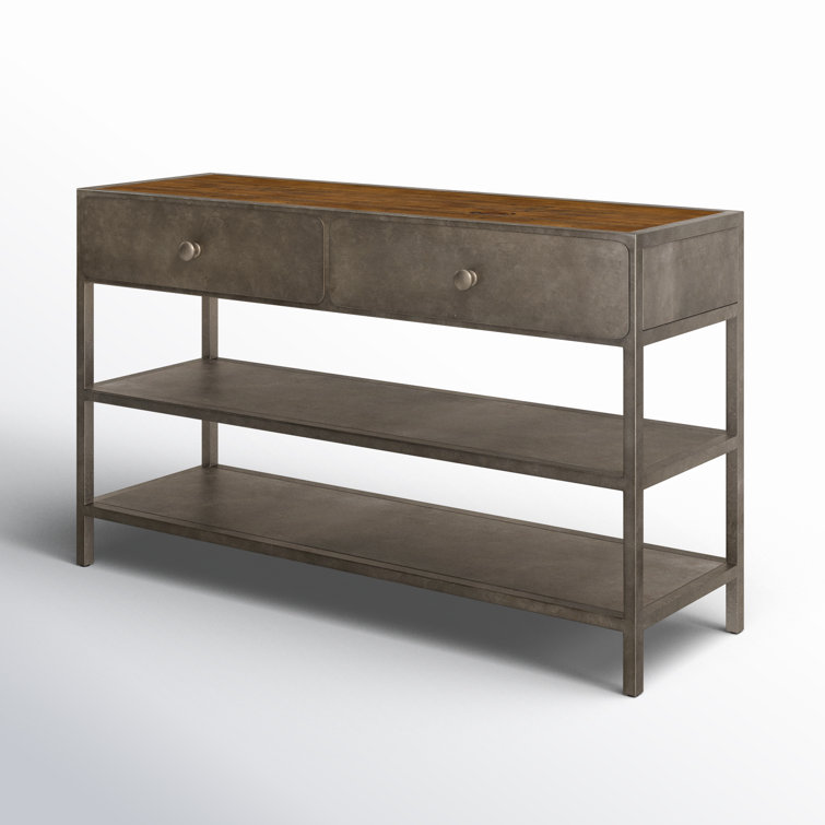 Industrial 50'' Brown and Zinc Console Table with Storage