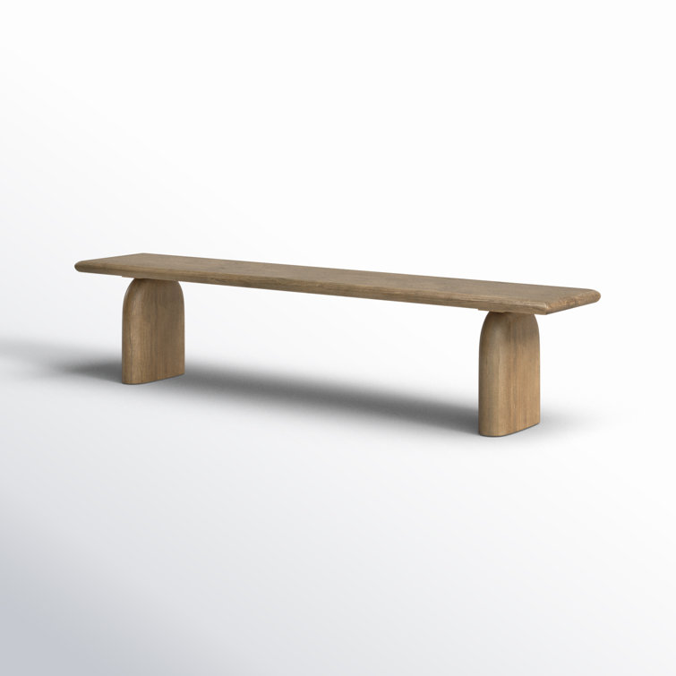 Fen Solid Mindi Wood Sled-Leg Dining Bench