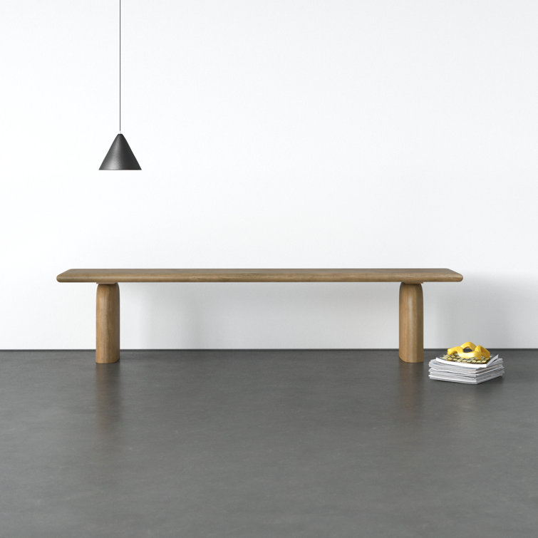 Fen Solid Mindi Wood Sled-Leg Dining Bench