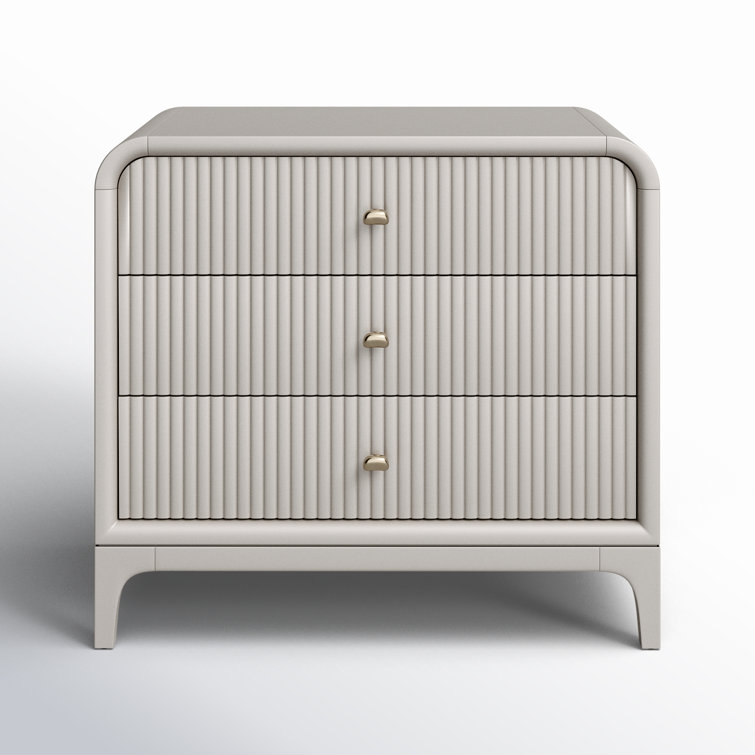 Gray 32" 3-Drawer Nightstand with USB Ports