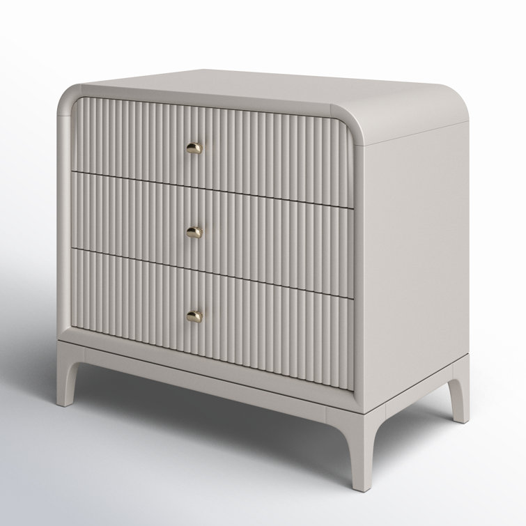 Gray 32" 3-Drawer Nightstand with USB Ports