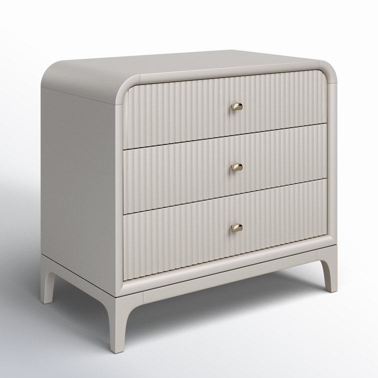 Gray 32" 3-Drawer Nightstand with USB Ports