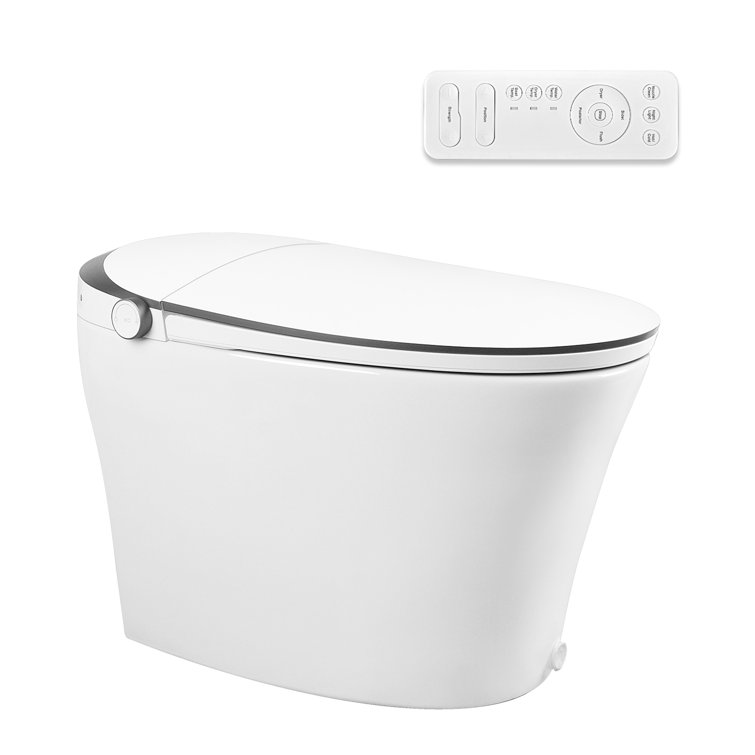 Elongated White High Efficiency Smart Bidet Toilet with Heated Seat