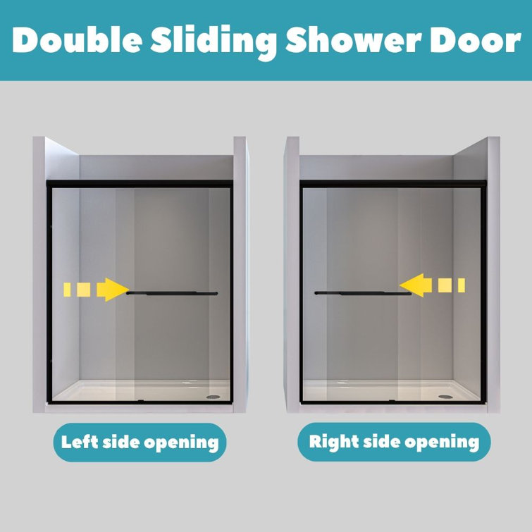 Matte Black 60'' x 72'' Sliding Shower Door with Clear Glass
